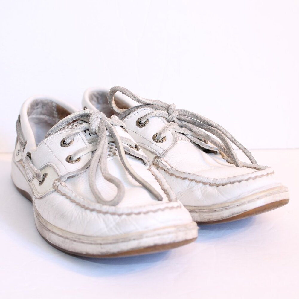 Sperry's Womens Topsider Angelfish in White Leather Size 5